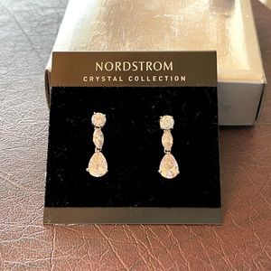 Nordstrom Crystal Collection 3 Stone Cubic Zirconia Stud Earrings.  NWT